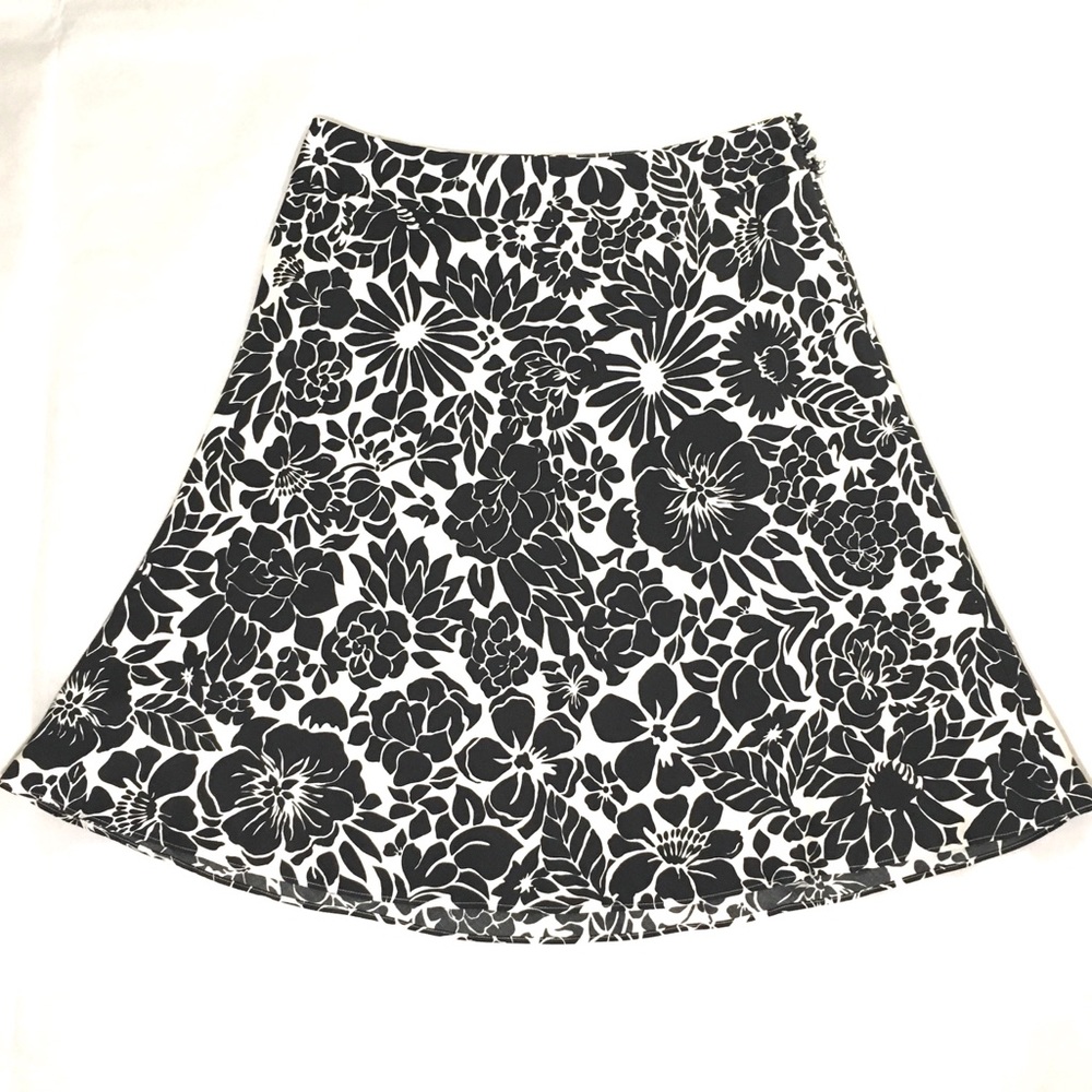 Ann Taylor silk cotton skirt black white 6P